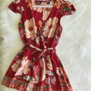 Red Floral Romper